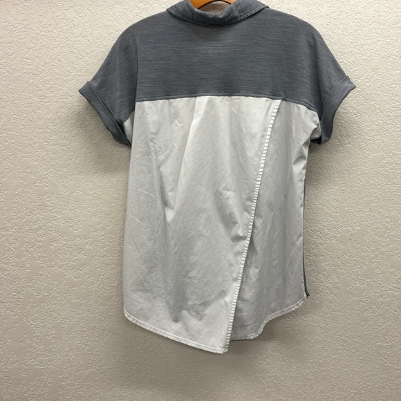 Smartwool Heathered Gray Cuffed Short Sleeve Button Front Polo Shirt Size Small - Picture 5 of 6